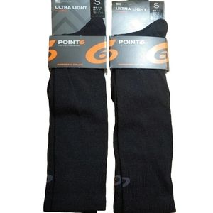 POINT6 Boot Socks Black Merino Wool Ultra Light Crew Winter Ski Woman Shoe 4-6.5